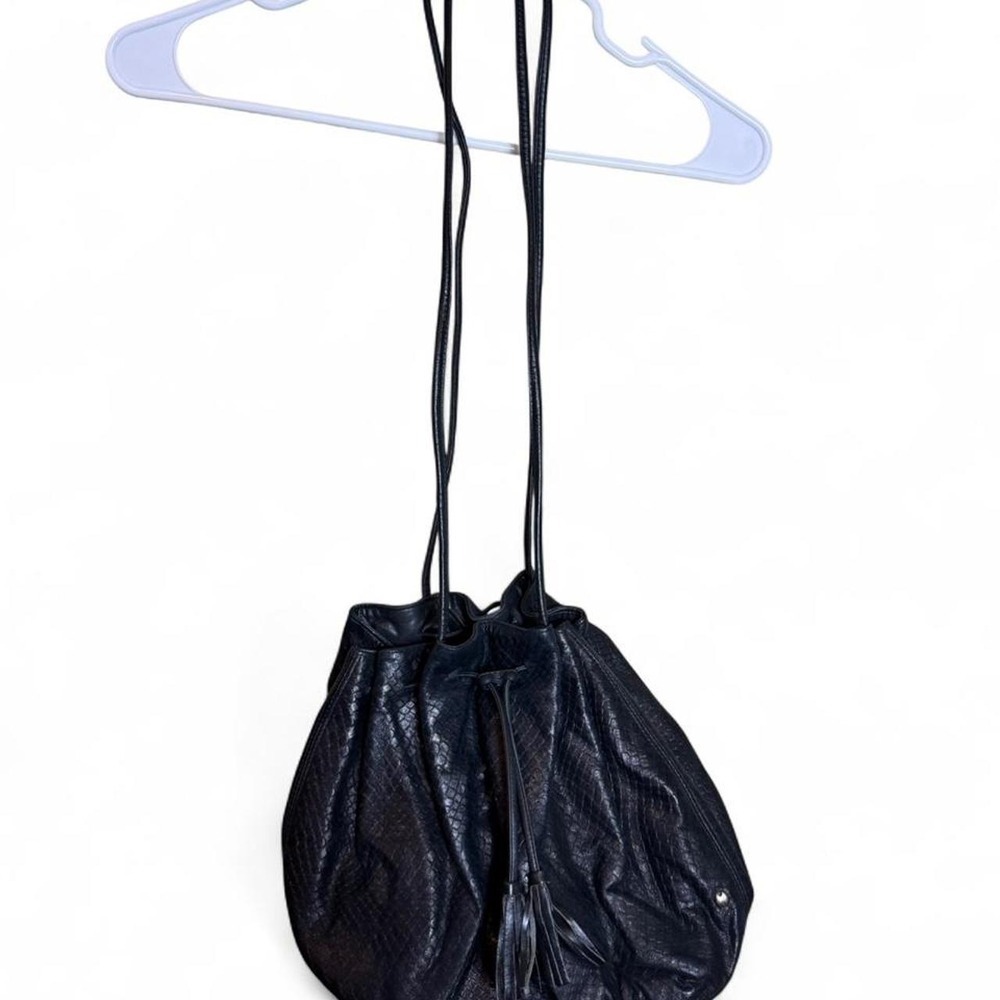 Vintage Leather Halston Drawstring Bag